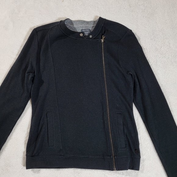 Marc O'Polo Womens Asymmetric Zip Long Sleeve Solid Black Sweatshirt Size Large - Picture 2 of 13